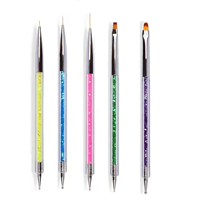 Dual-Ended Nail Art Brush and Dotting Pen Set - 5 Piece Manicure Tool