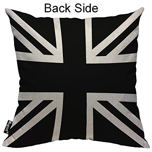 Mugod Union Jack Throw Pillow Cover - 18x18 Inch Cotton Linen