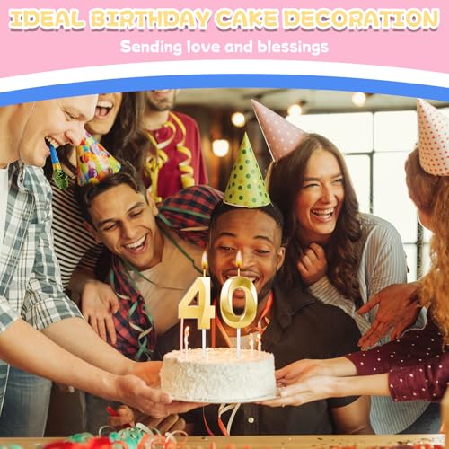 Gold Number 40 Birthday Candles for Cake | Milestone Celebration