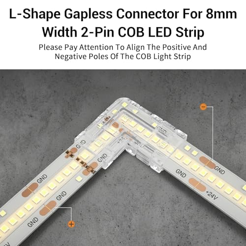 20 Pcs L-Shaped LED Strip Connectors for 8mm COB Lights