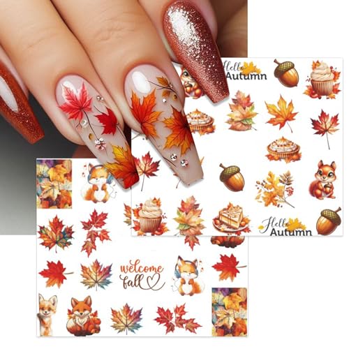 IDDFEVE Thanksgiving Nail Decals Water Transfer Turkey Leaf 12 Sheets
