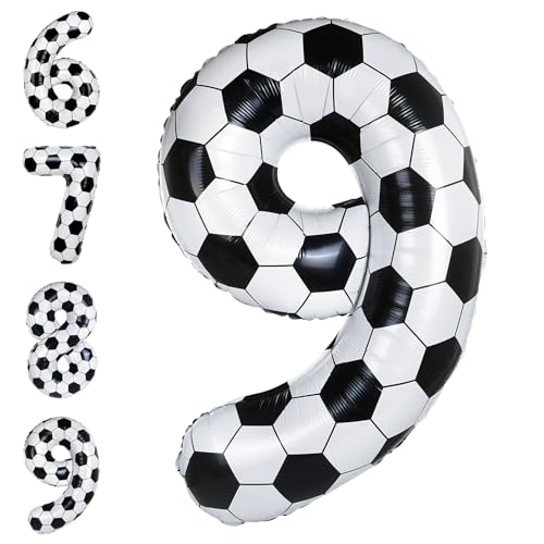 Giant 40 Inch Black & White Soccer Number 9 Balloon - Sports Party Decoration