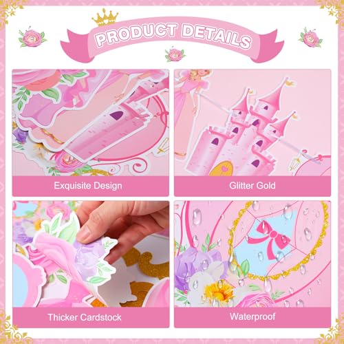 Four Ever a Princess 4th Birthday Banner - Gold & Pink Party Decor