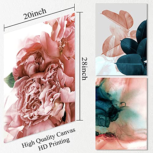 Abstract Pink Peony Flower Wall Art Print - 20x28 Inch Canvas Decor