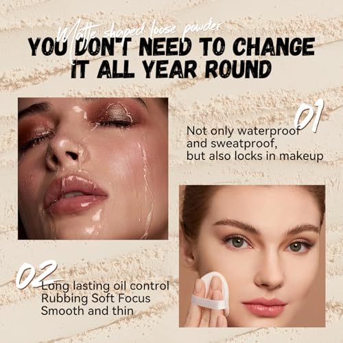 BEUKING Matte Setting Powder Waterproof Face Loose Powder Brown 0.21 oz