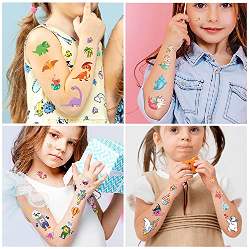 Felico 120Pcs Temporary Tattoos for Kids, Waterproof Cartoon Party Favors