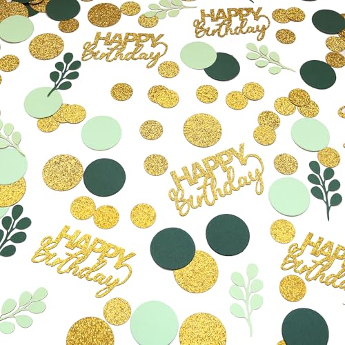 Sage Green Birthday Confetti - 300PC Gold Glitter Table Decorations