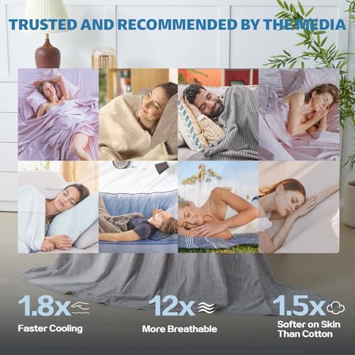 Cooling Blanket for Hot Sleepers - Breathable Throw, Dark Gray, 50"x70"