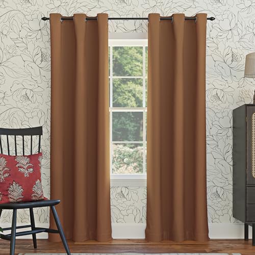 Sun Zero Easton Blackout Grommet Curtain Panel, Sunbaked Brown, 40" x 84"