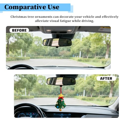 Handmade Crochet Christmas Tree Car Pendant - Universal Fit