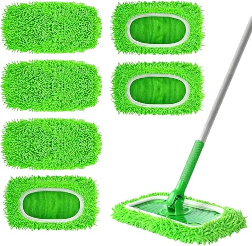 6 Reusable Microfiber Mop Pads for Swiffer Sweeper - Washable Chenille Refills