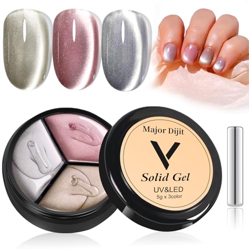 Major Dijit Cat Eye Gel Nail Polish Set with Magnetic Stick and Brush