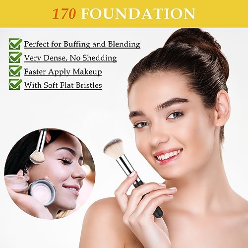 Amaxiu 3-Piece Foundation Contour Brush Set for Liquid Cream and Powder Makeup