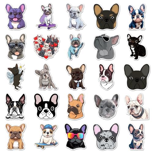 50PCS French Bulldog Waterproof Stickers - Cute Vinyl Decals