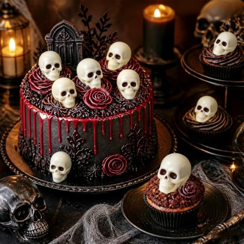 Skull Ice Cube Mold - 12 Cavity Silicone Mold for Baking & Whiskey