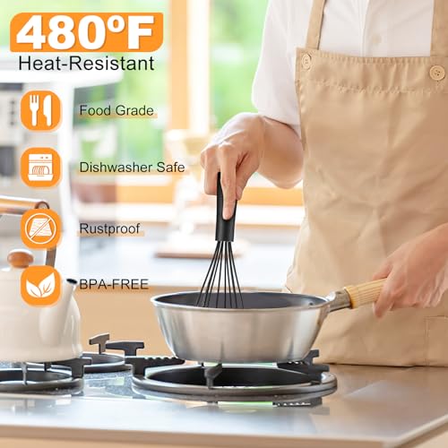 Cerpourt Silicone Whisk Set - Heat Resistant Non-Scratch Whisks (3 Sizes)