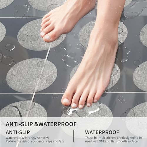 SANKEMU 20 PCS Non-Slip Bathtub Stickers, 3.94-Inch Clear Shower Floor Treads