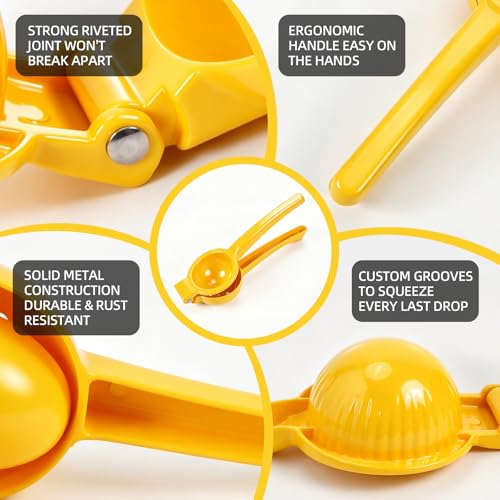Heavy-Duty Metal Citrus Juicer - Ergonomic Manual Lemon & Lime Squeezer