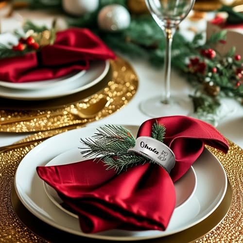 Ohola Stainless Steel Dog Pattern Napkin Rings Set of 6
