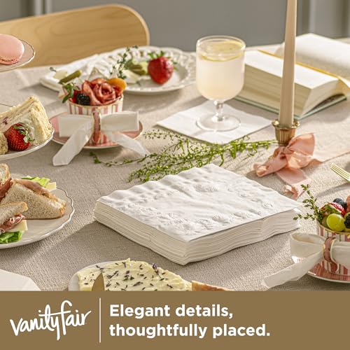 Vanity Fair 2-Ply Beverage Napkins, White, 40 Count, 4.9" x 4.9"