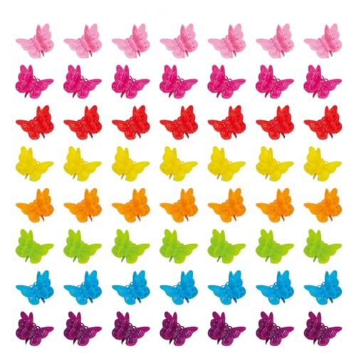 50 Pack Mini Butterfly Hair Clips Assorted Colors Plastic Claw Clips