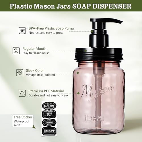 Amolliar 16 Oz Vintage Rose Soap Dispenser with Pump