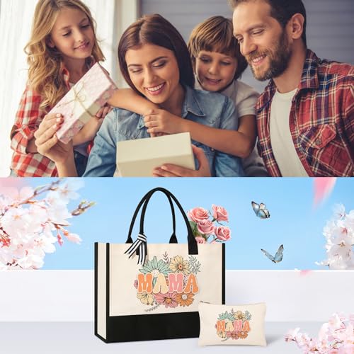 Mama Bags 2 - Personalized Canvas Tote & Makeup Bag Set for Mom