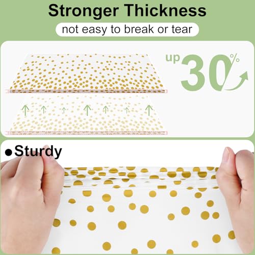 Misaya 3-Pack Disposable Tablecloths, 54x108 Inch Waterproof Gold Dot Cover