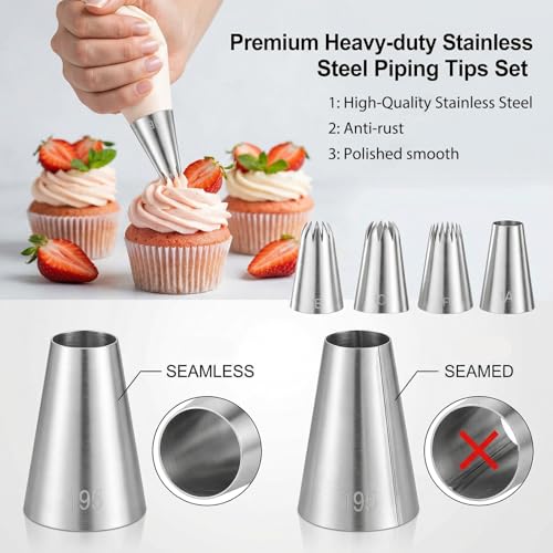 Large Stainless Steel Cake Decorating Tips Set 5pcs Piping Nozzles