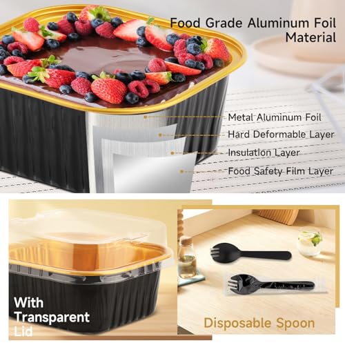 35 Pack Mini Baking Pans with Lids - 5 OZ Black Gold Cake Tins