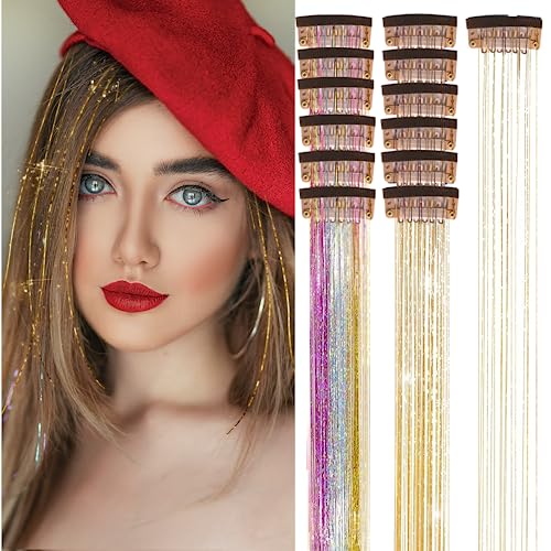 Clip-In Hair Tinsel Extensions 20 Inch Heat Resistant Glitter Hair Kit