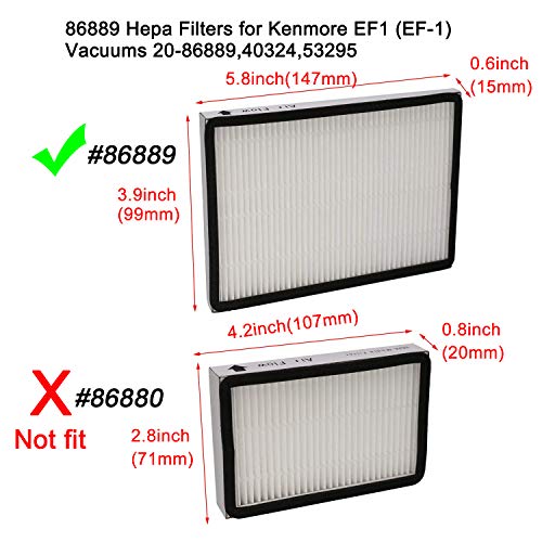EZ SPARES EF1 Exhaust Filter for Kenmore and Panasonic Vacuums, 3-Pack