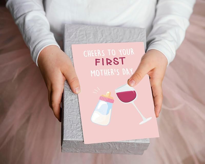 Funny First Mother's Day Card for New Moms - Blank Inside