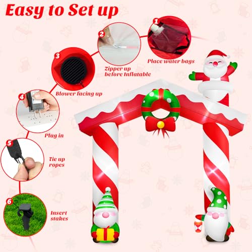 Danxilu 10FT Christmas Inflatable Gnome & Santa Arch Outdoor Decoration with LED Lights - Festive Yard Display