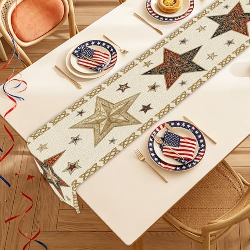 Patriotic Table Runner 13x71 Inch for Independence Day & Party Decor
