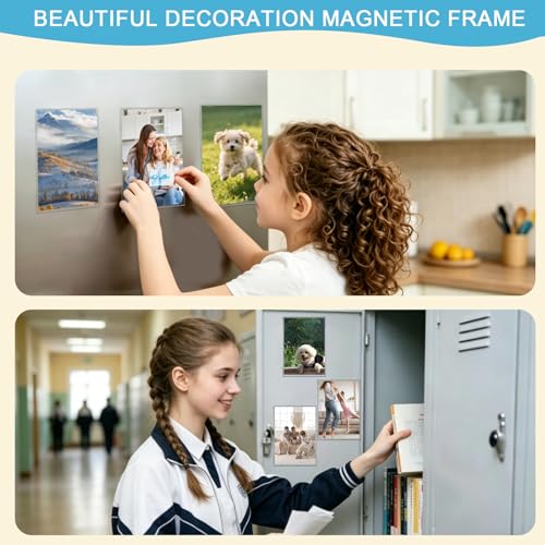 Wbtran 10-Pack Magnetic Acrylic Photo Frames, 2.36x3.54 Inch Clear Fridge Frames