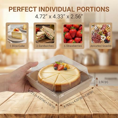 25 Pack Mini Charcuterie Boxes with Clear Lids - Disposable Food Containers