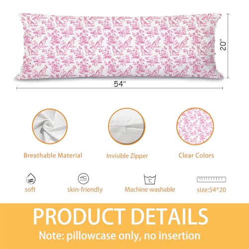 German Shepherd Body Pillow Cover 20x54 - Pink Chinoiserie Design