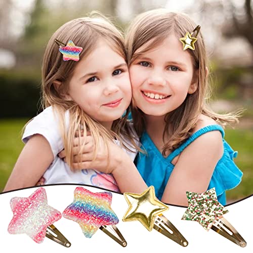 8 Pcs Metal Star Hair Clips Sparkly Cute Barrettes for Girls Kids