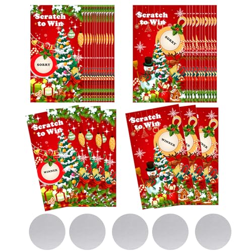 Christmas Scratch Off Cards 40-Pack - Holiday Party Games for Adults and Kids