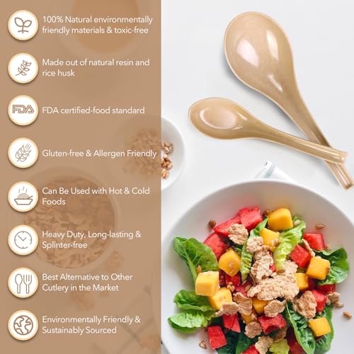 Eco-Friendly Wheat Straw Soup Spoons Set of 2 - Durable & Biodegradable