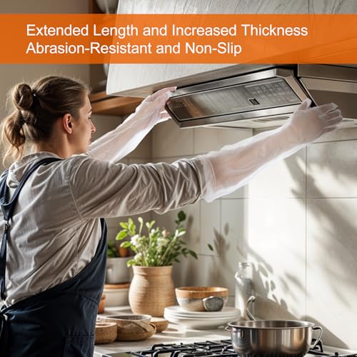 Gjinxi 30 Pack 21-Inch Disposable Cleaning Gloves - Waterproof Elbow Length