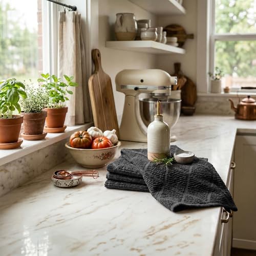 DecorRack 100% Cotton Kitchen Towels 16x27 - Absorbent 4 Pack