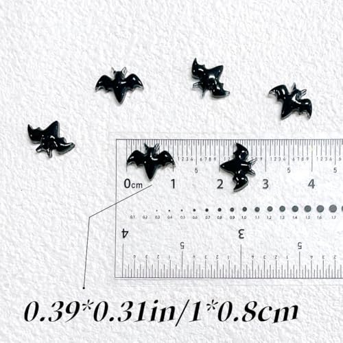 200Pcs Halloween Bat Nail Art Charms 3D Resin Flatback Gems