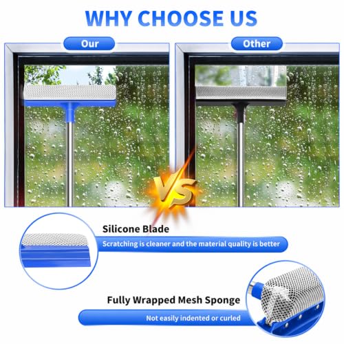 Retractable Window Squeegee with 2-in-1 Cleaning Tool - 18.5"-28.5"