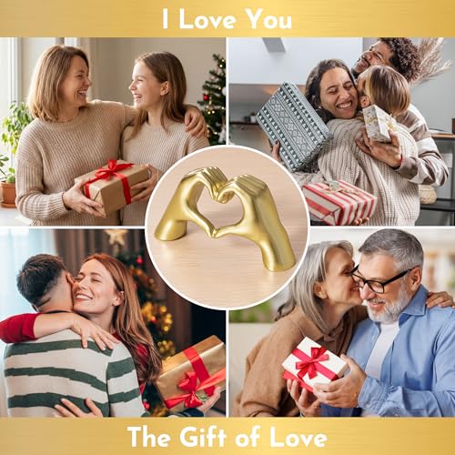 Gold Heart Hands Sculpture - Mini Shelf Decor for Living Room