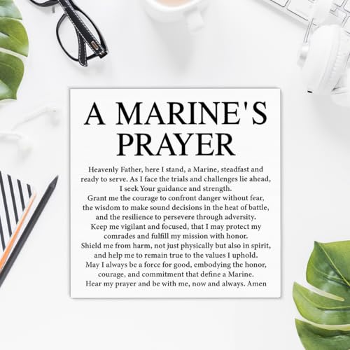 Marine's Prayer Wooden Box Sign - 5x5 Inspirational Military Wall Decor