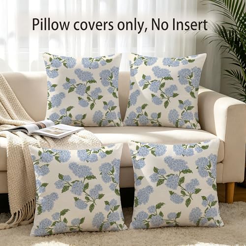Hexagram Blue Floral Throw Pillow Covers 18x18 (Pack of 2)