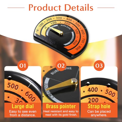 Magnetic Stove Thermometer - Heat-Resistant Ceramic Decal (100-800°C)