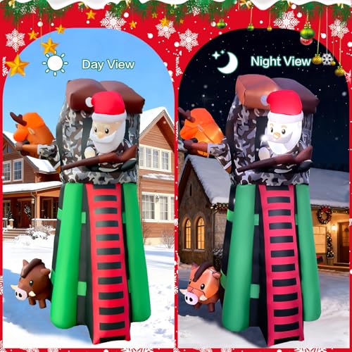 8 FT Christmas Inflatable Decorations Hunting Santa and Deer Outdoor